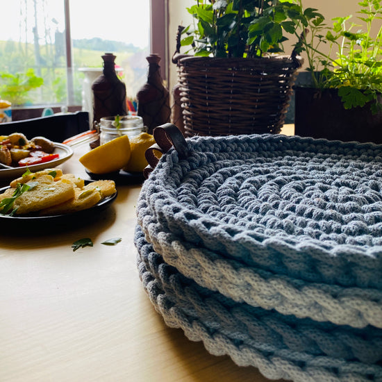 Gray crochet placemats