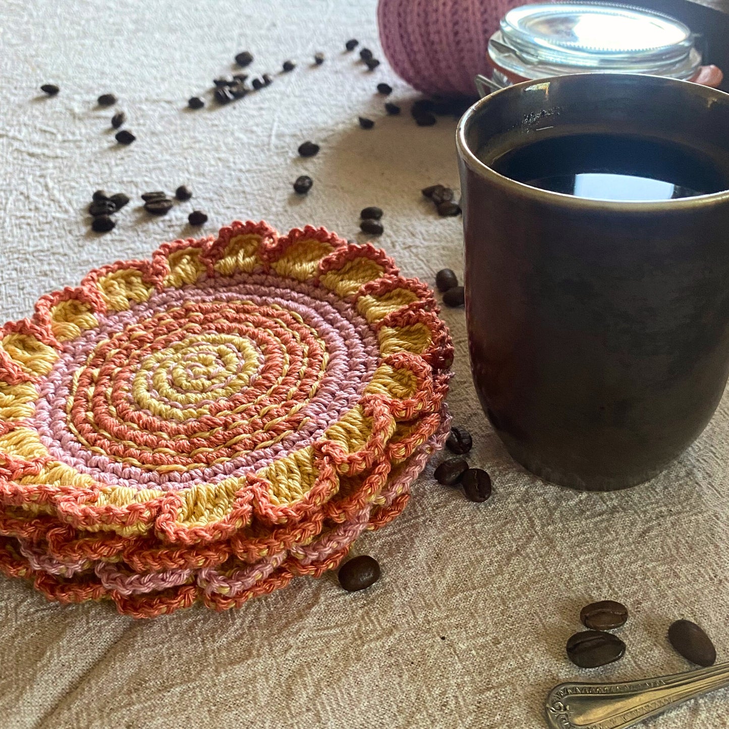 Crochet Flower Coasters (Set of 4)