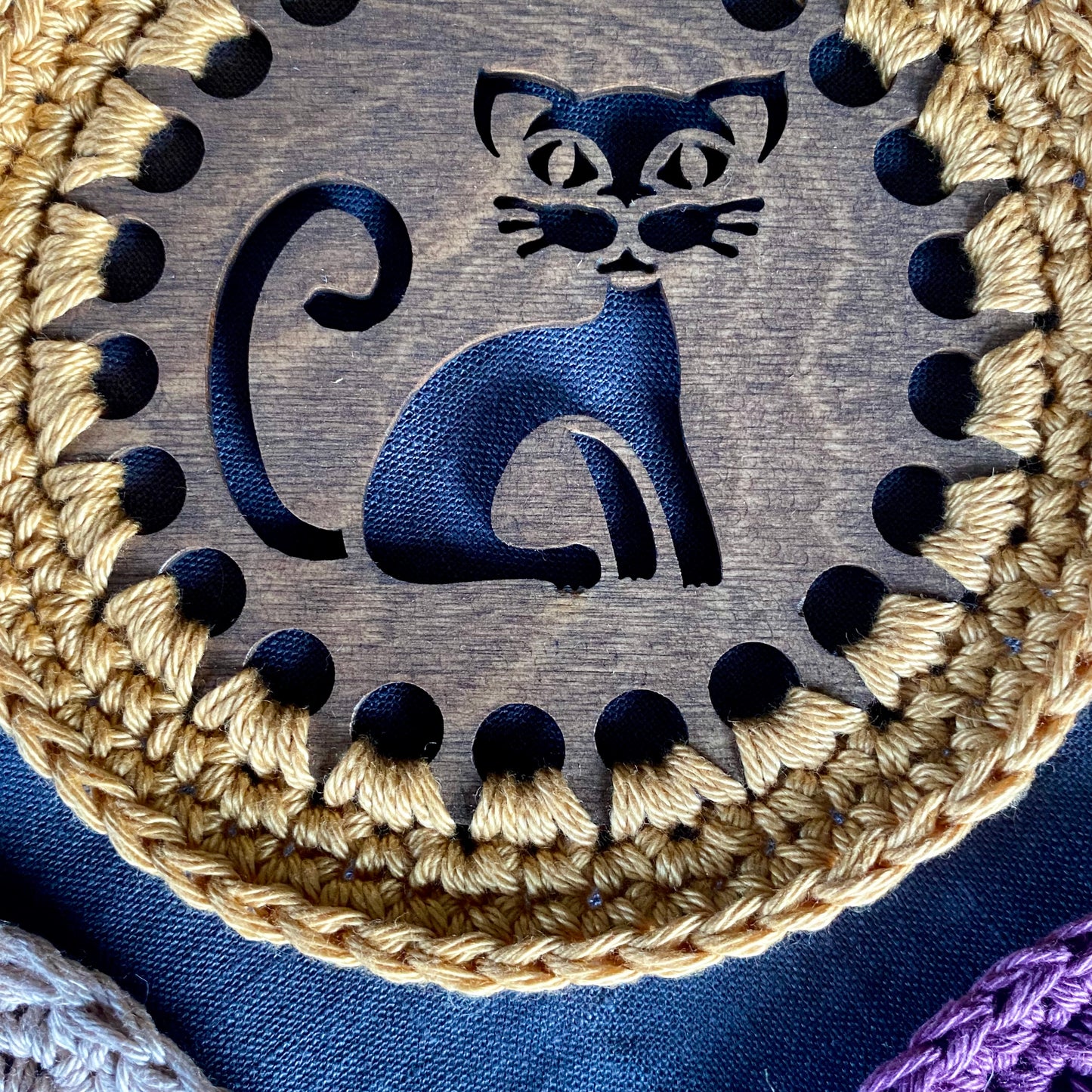 Cat Coasters with Crochet Edge