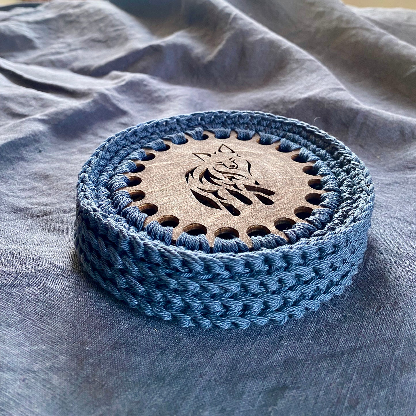 Coasters with Crochet Edge for Wolf Lovers