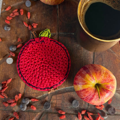 Red Crochet Apple Coasters – Set of 4