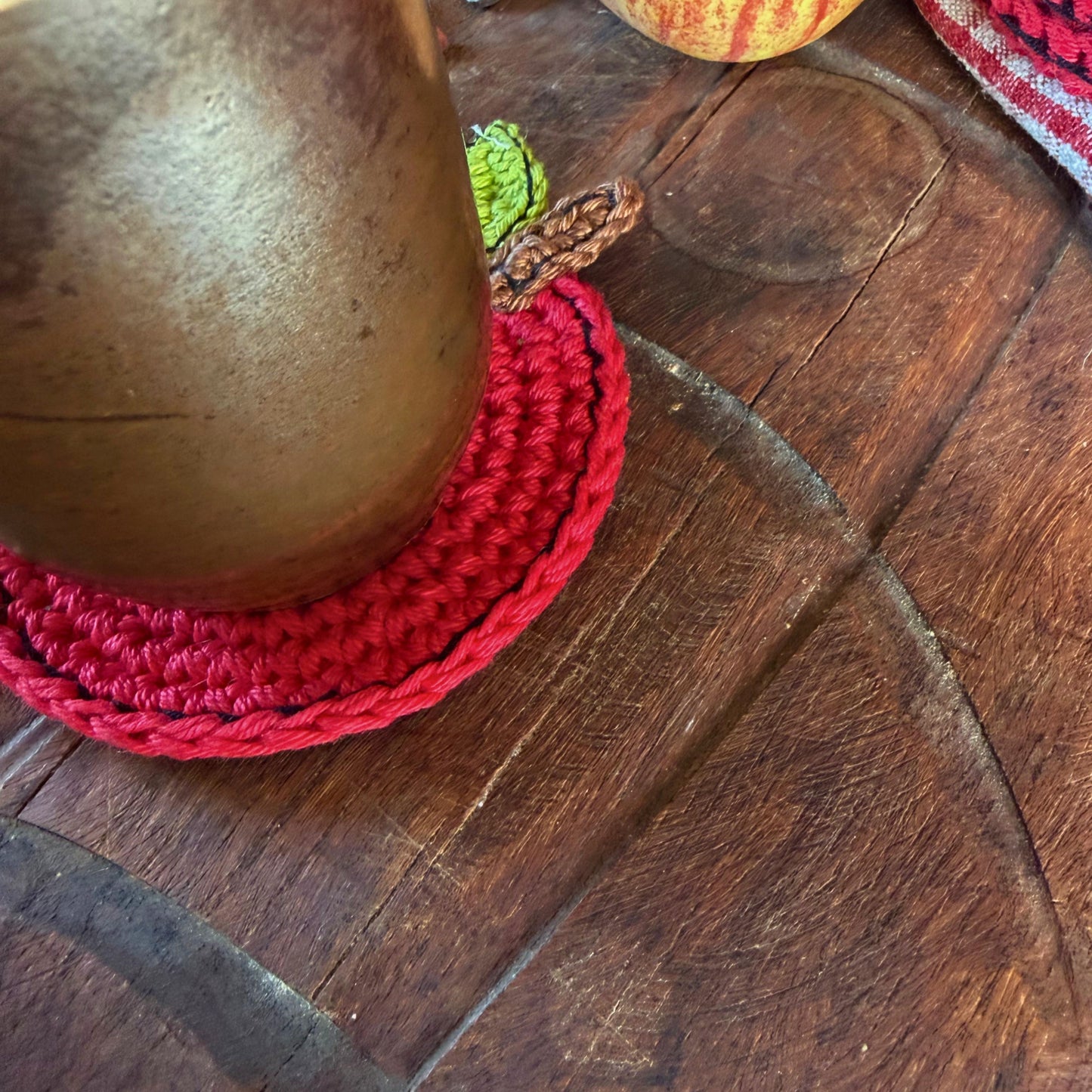 Red Crochet Apple Coasters – Set of 4