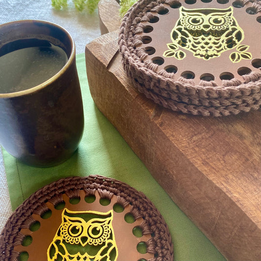 Gold Owl Coaster - Natural Gift for Teachers