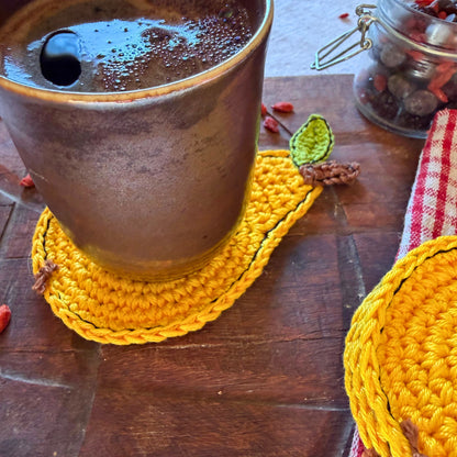 Yellow Crochet Pear Coasters – Set of 4