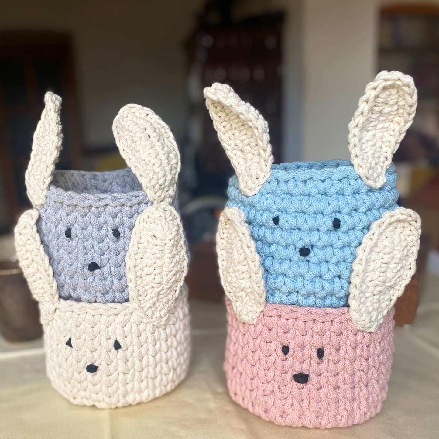 Gray Easter Bunny Basket - Kids Bunny Basket - Bunny Decor Nursery