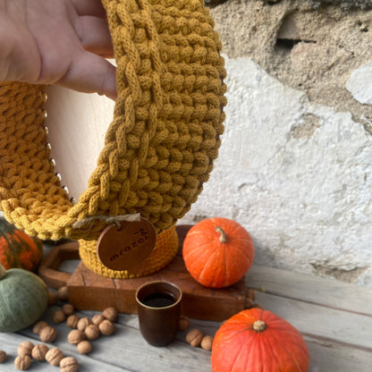 Crochet basket mustard yellow