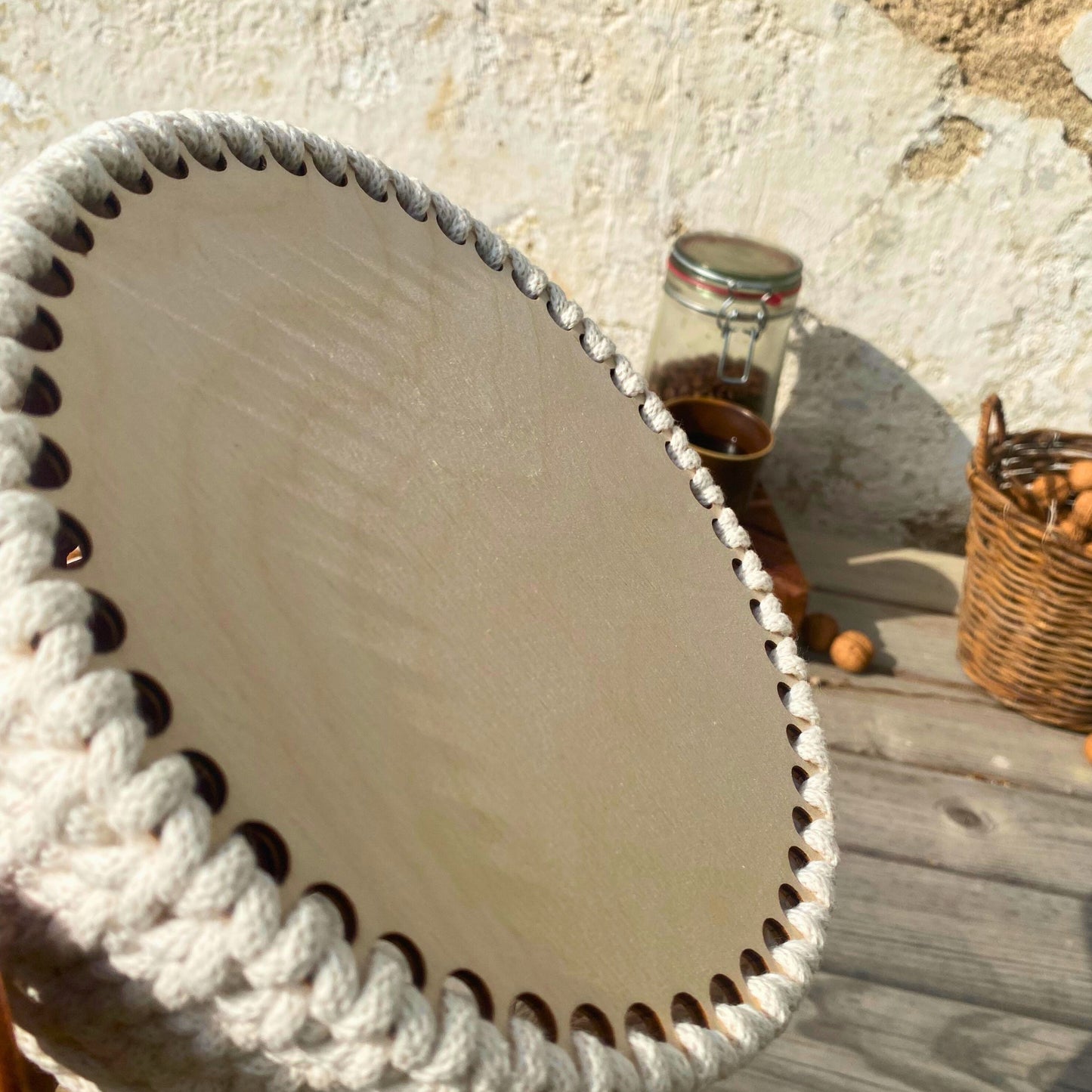 Crochet basket off-white