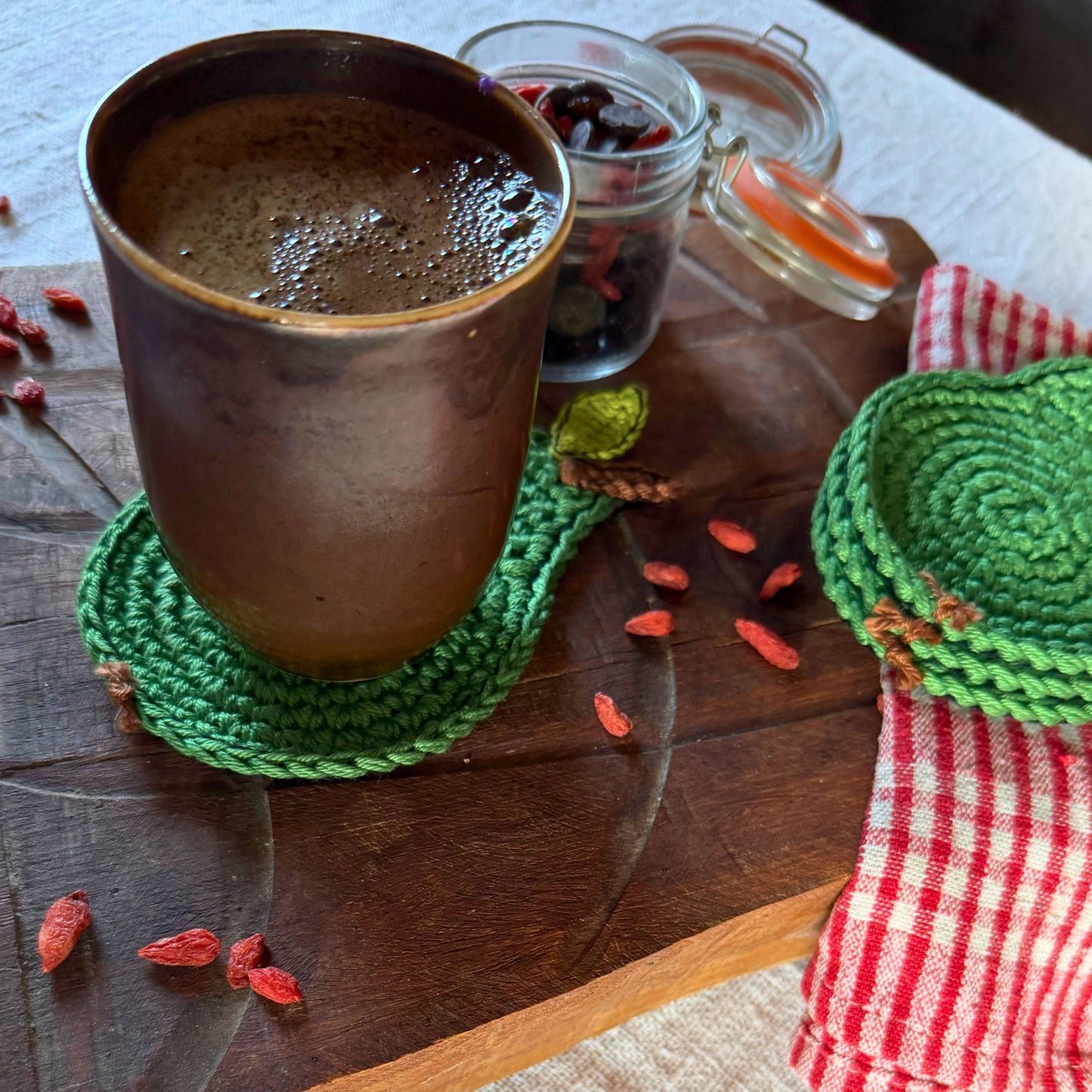 Green Crochet Pear Coasters – Set of 4