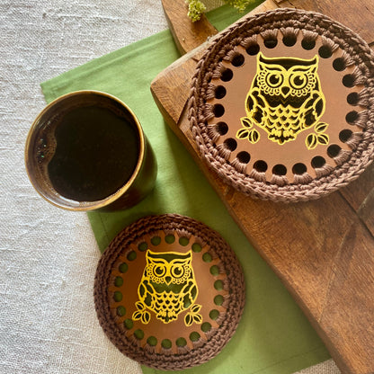 Gold Owl Coaster - Natural Gift for Teachers