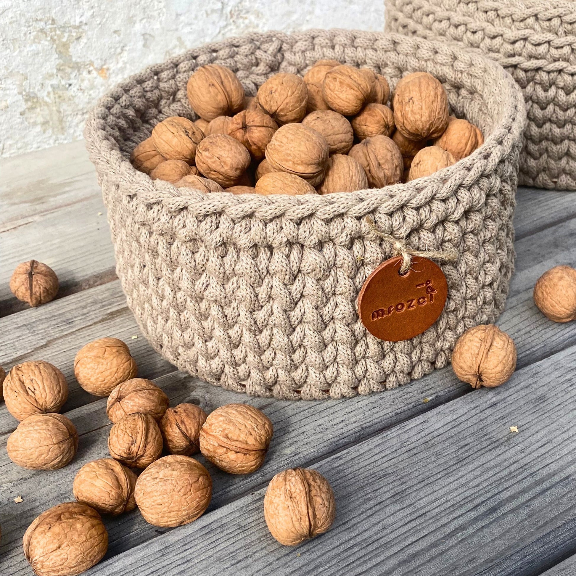 Beige Crochet Basket