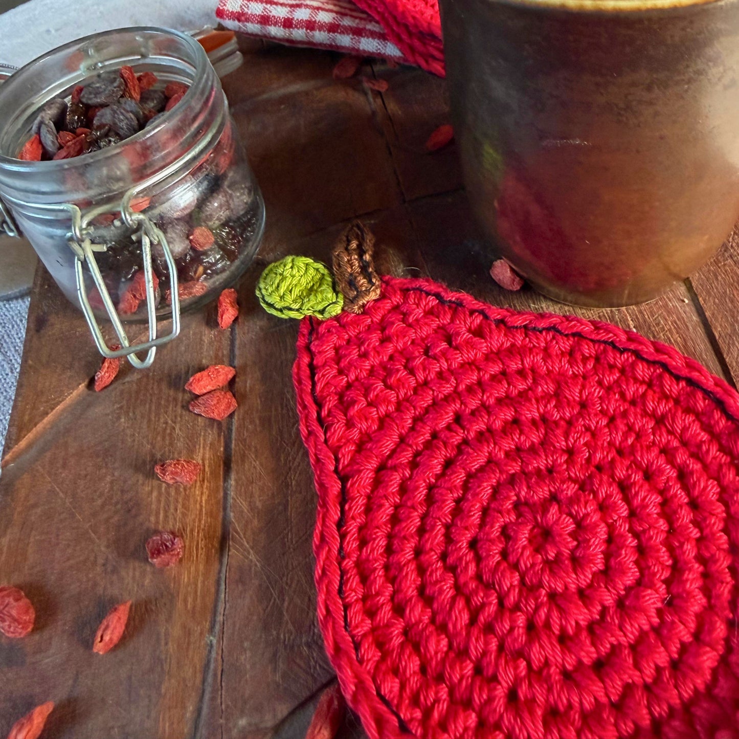 Red Crochet Pear Coasters – Set of 4