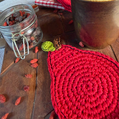 Red Crochet Pear Coasters – Set of 4