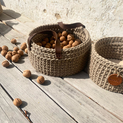 Set of Two Beige Crochet Baskets