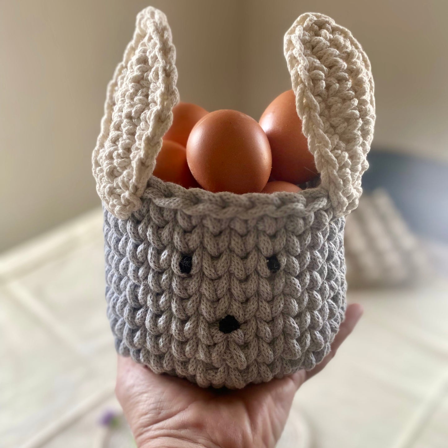 Gray Easter Bunny Basket - Kids Bunny Basket - Bunny Decor Nursery