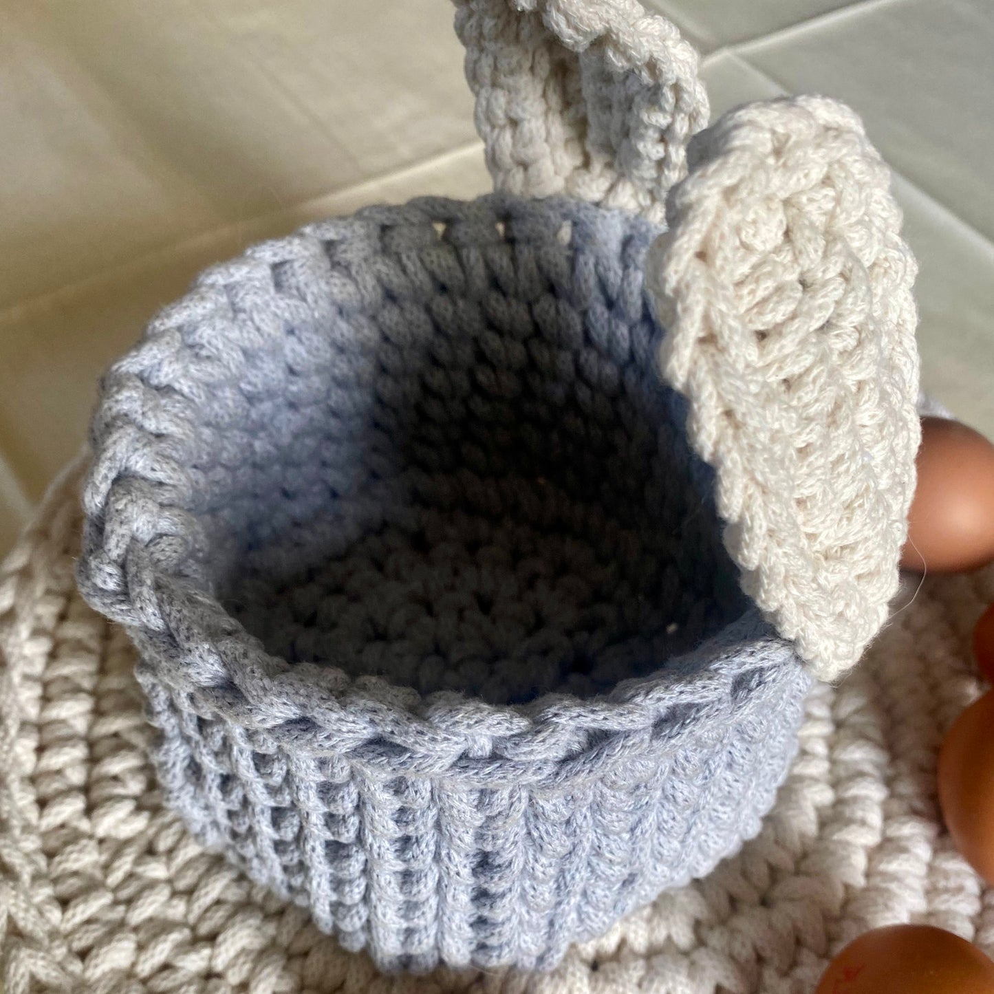 Gray Easter Bunny Basket - Kids Bunny Basket - Bunny Decor Nursery