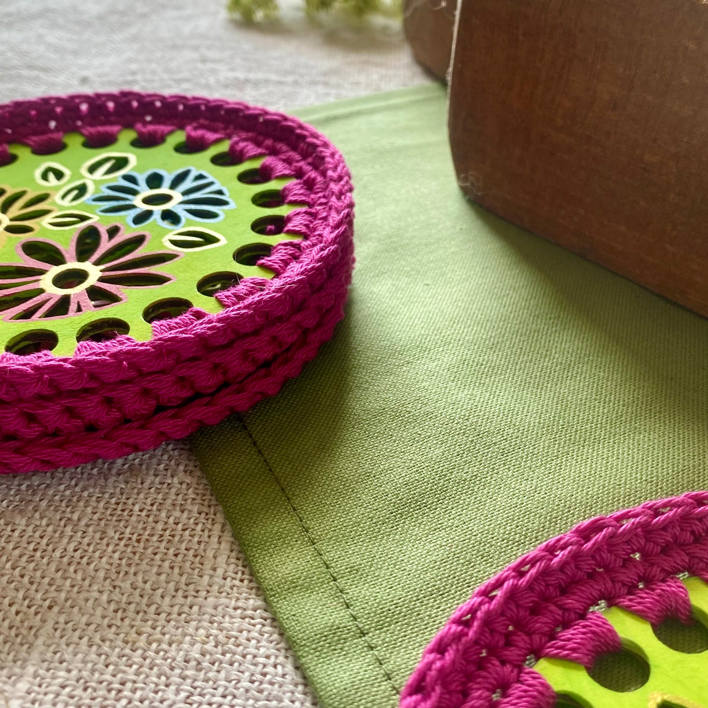Handmade colorful coasters for your home