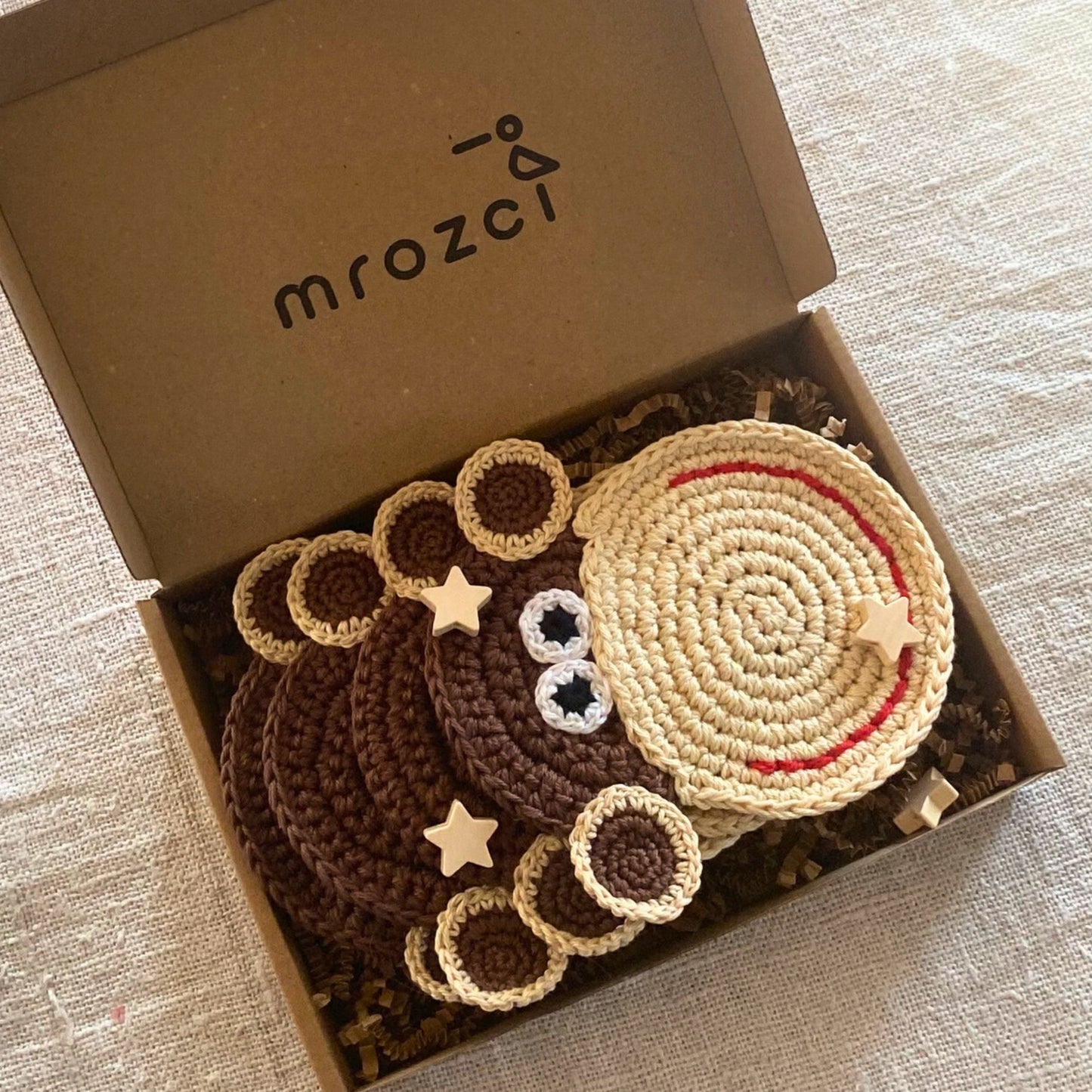 Handmade Crochet Monkey Coasters (Set)