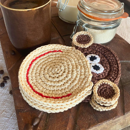 Handmade Crochet Monkey Coasters (Set)