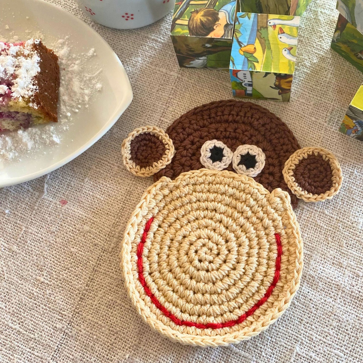 Handmade Crochet Monkey Coasters (Set)