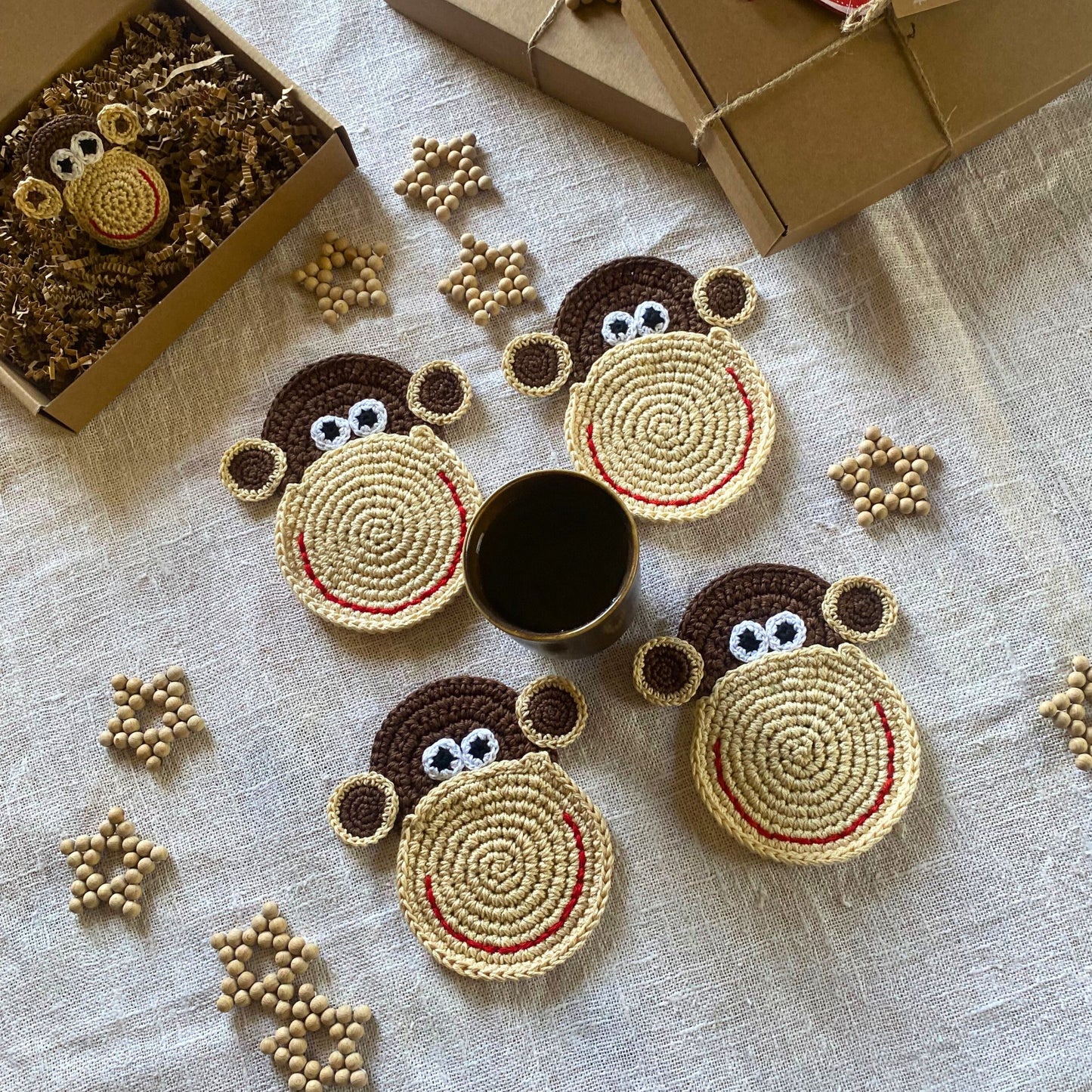 Crochet Monkey Coasters