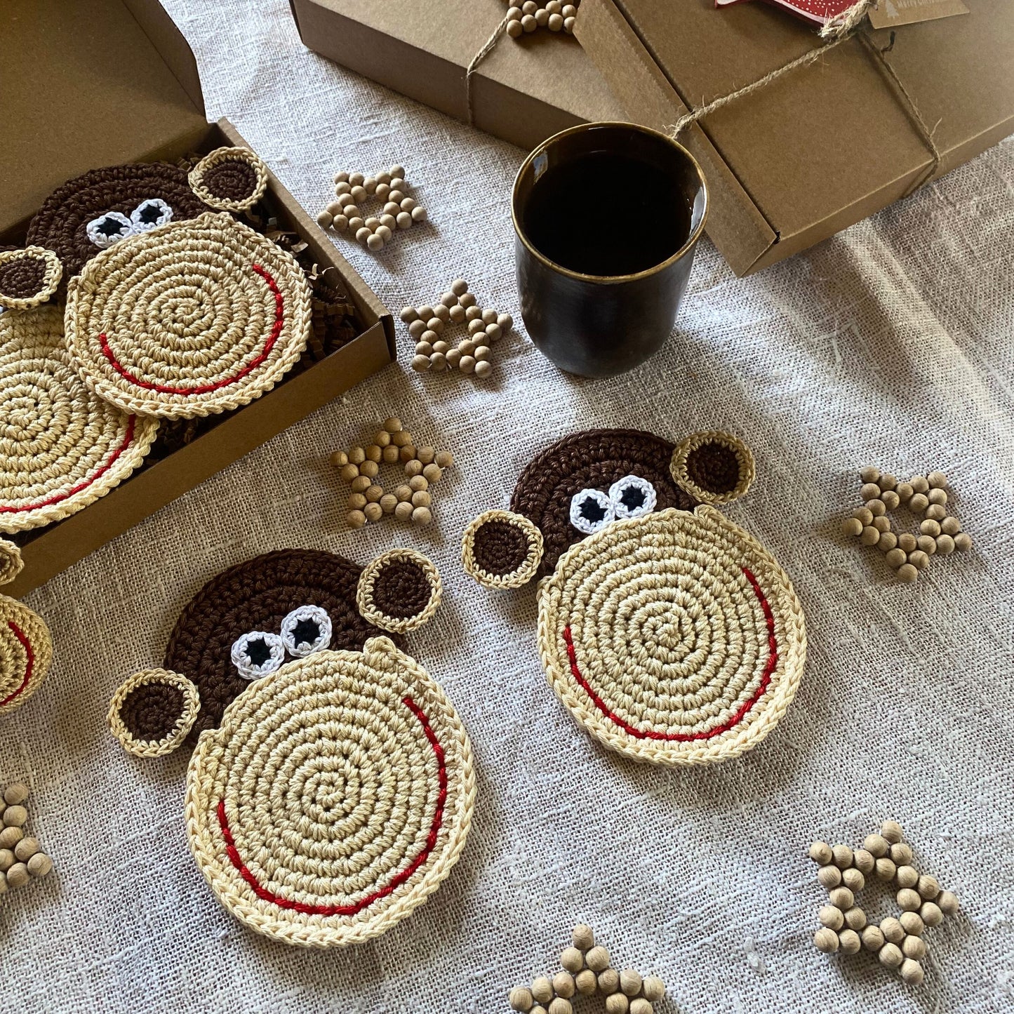 Crochet Monkey Coasters