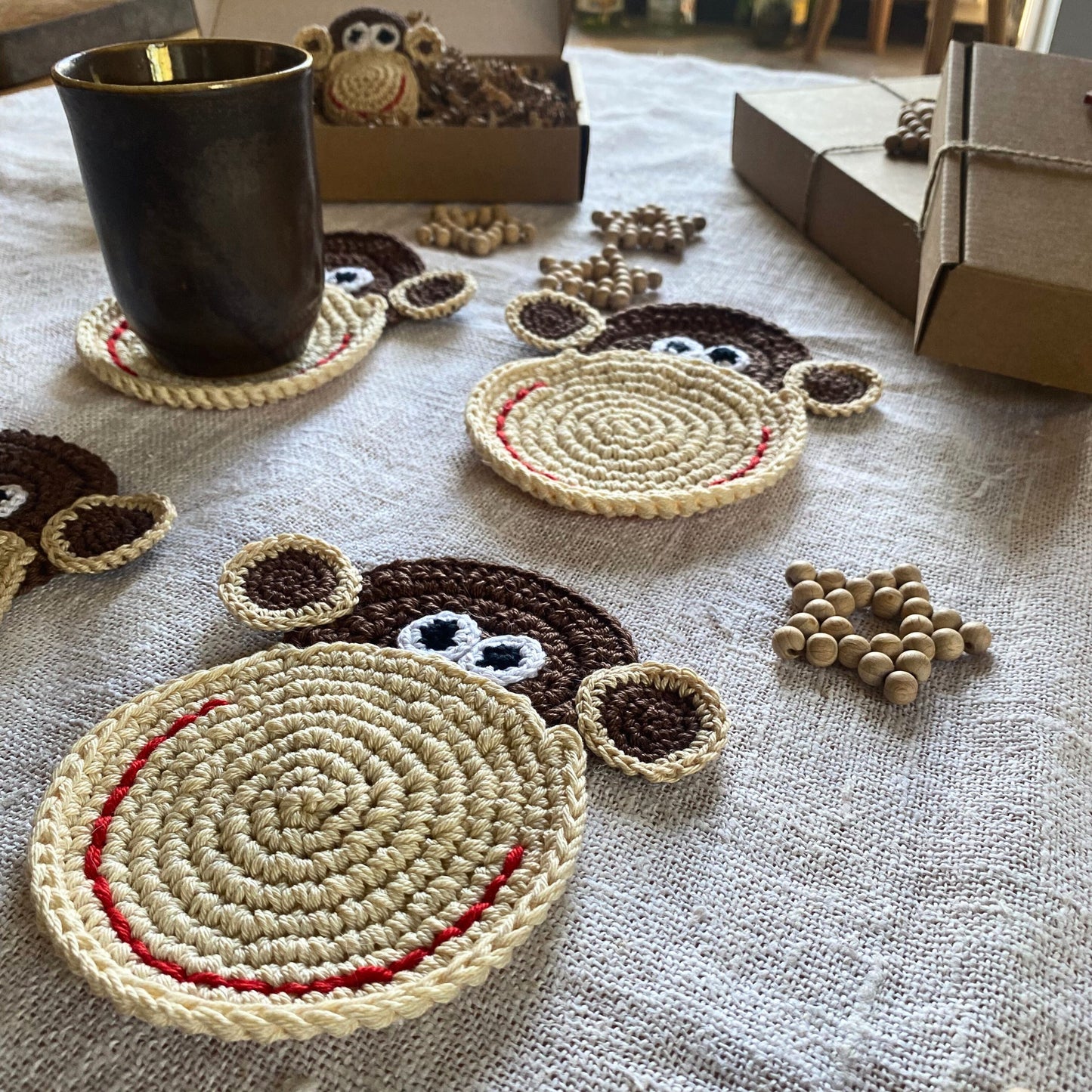 Crochet Monkey Coasters