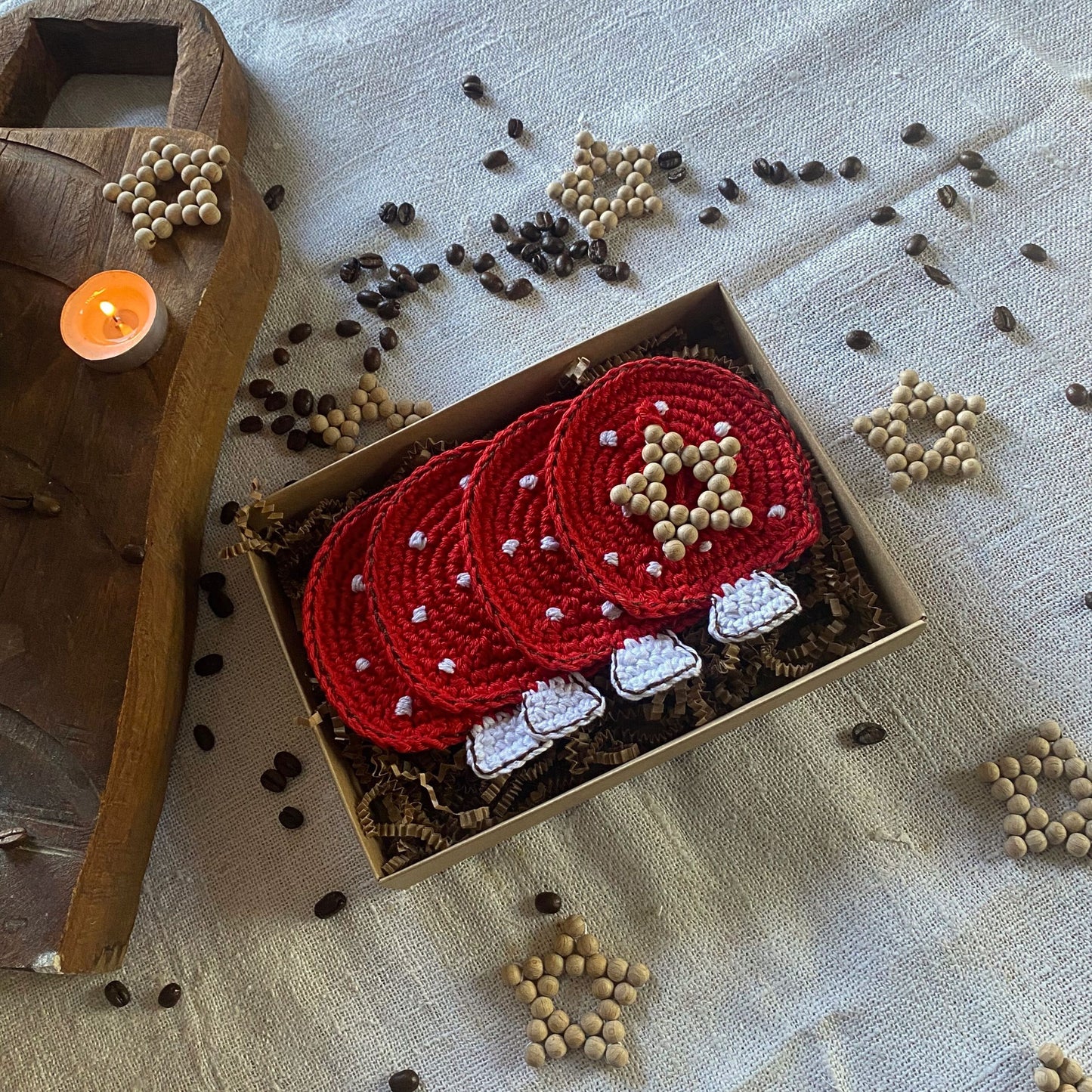 Crochet mushroom coasters perfect gift for your friend