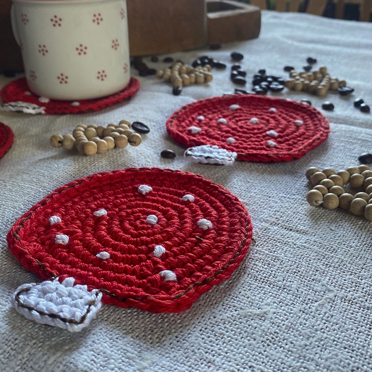 Mushroom Crochet Coasters - Set of 4