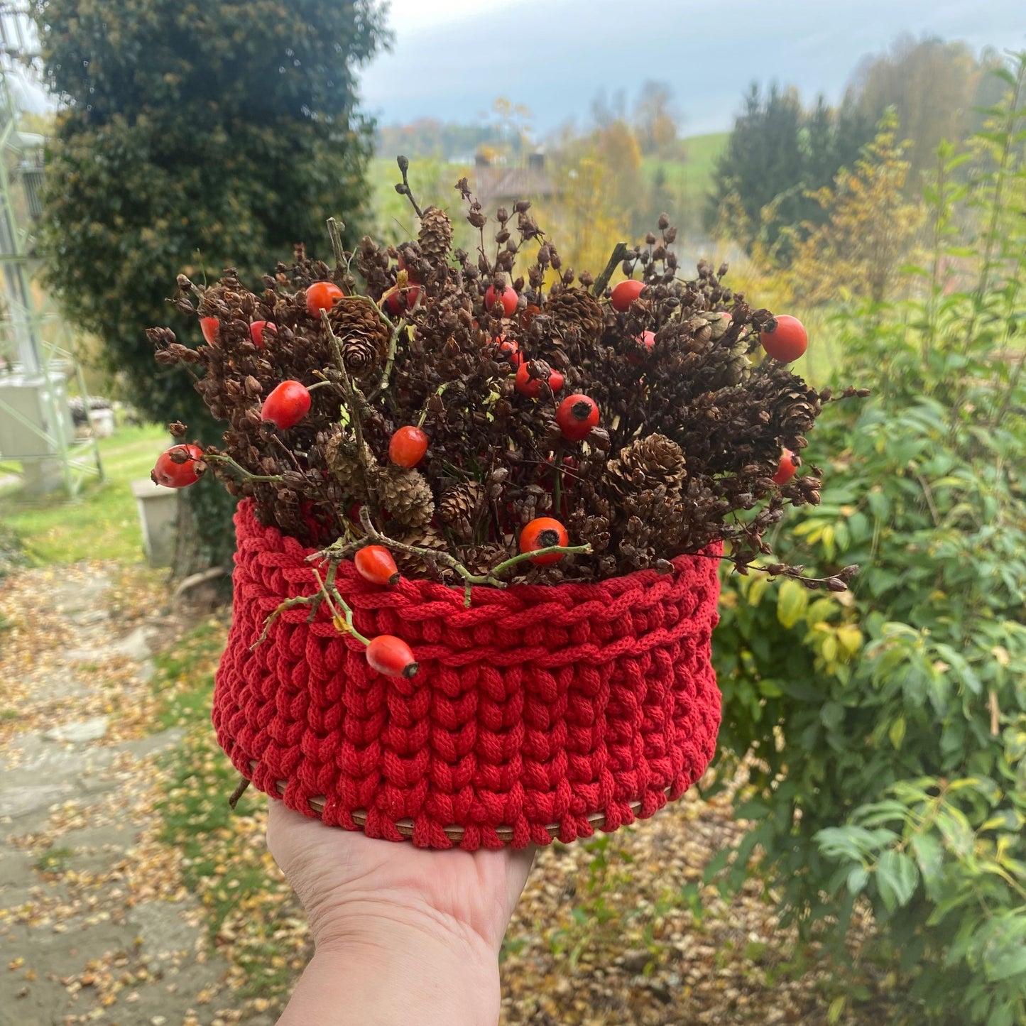 Red Crochet Basket