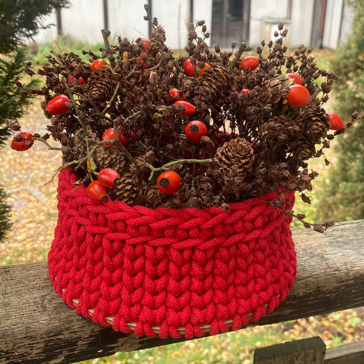 Red Crochet Basket