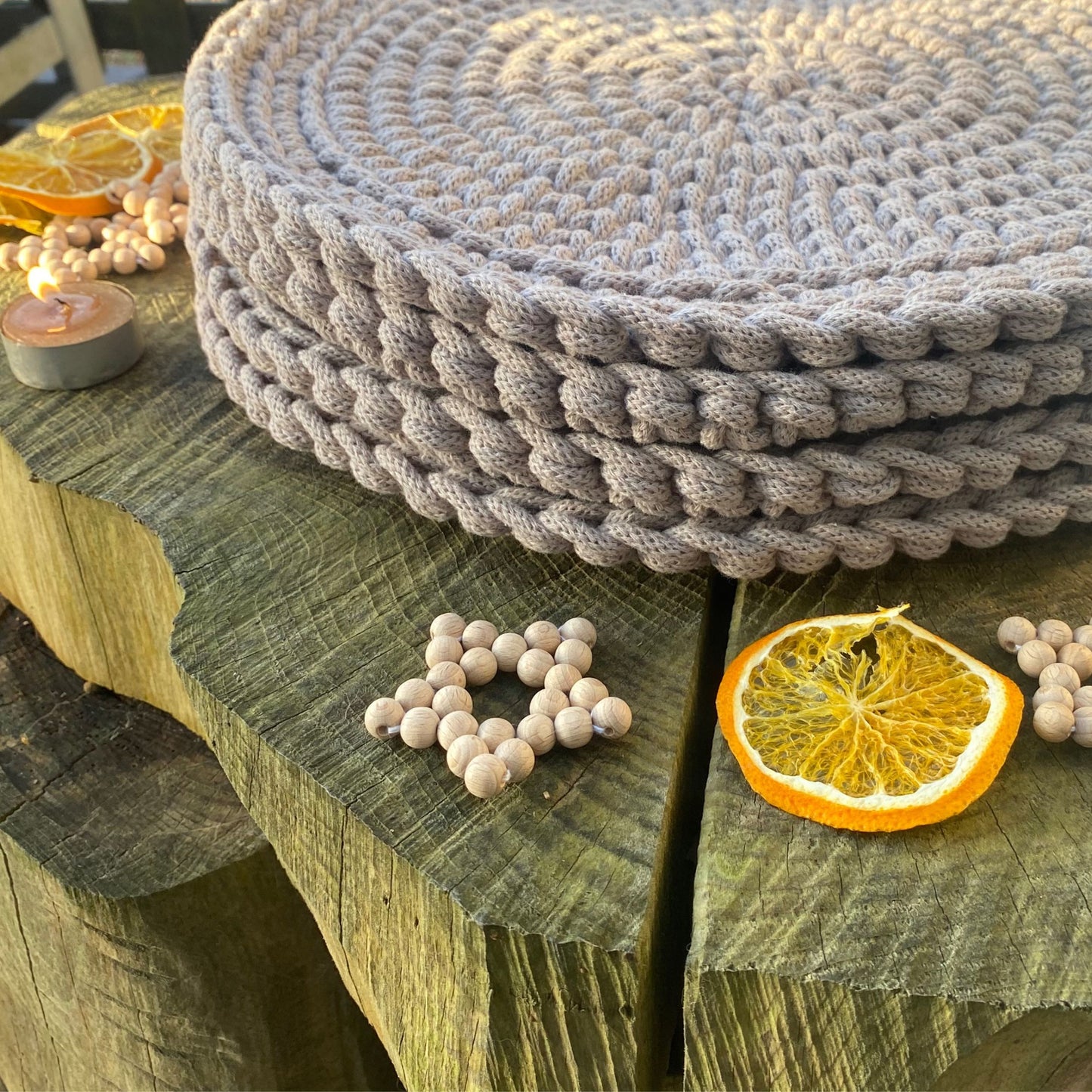 Crochet Table Placemat in Sand Color