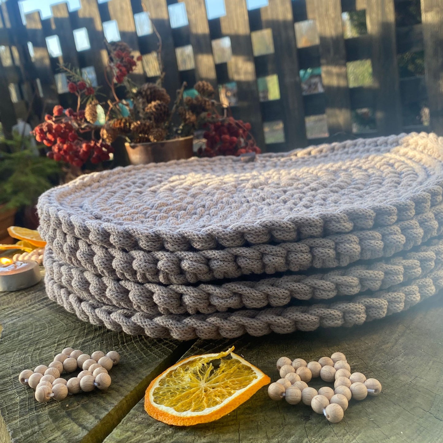 Crochet Table Placemat in Sand Color