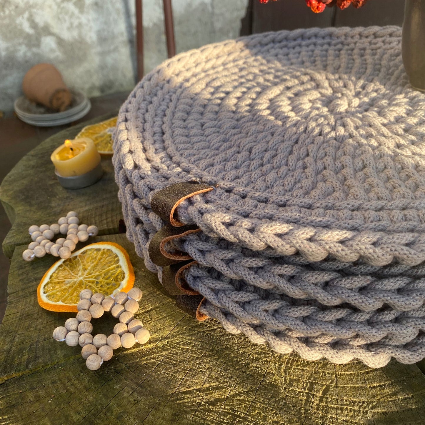 Crochet Table Placemat in Sand Color