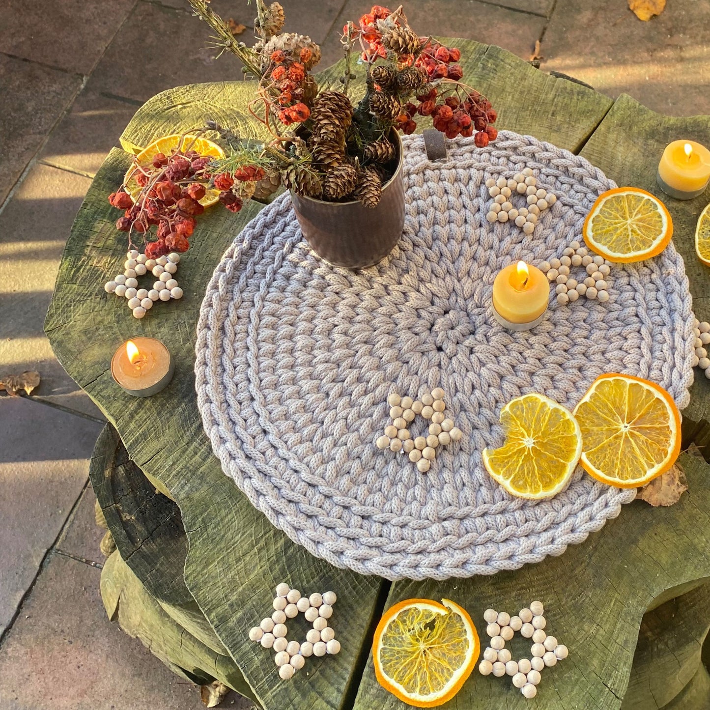 Crochet Table Placemat in Sand Color