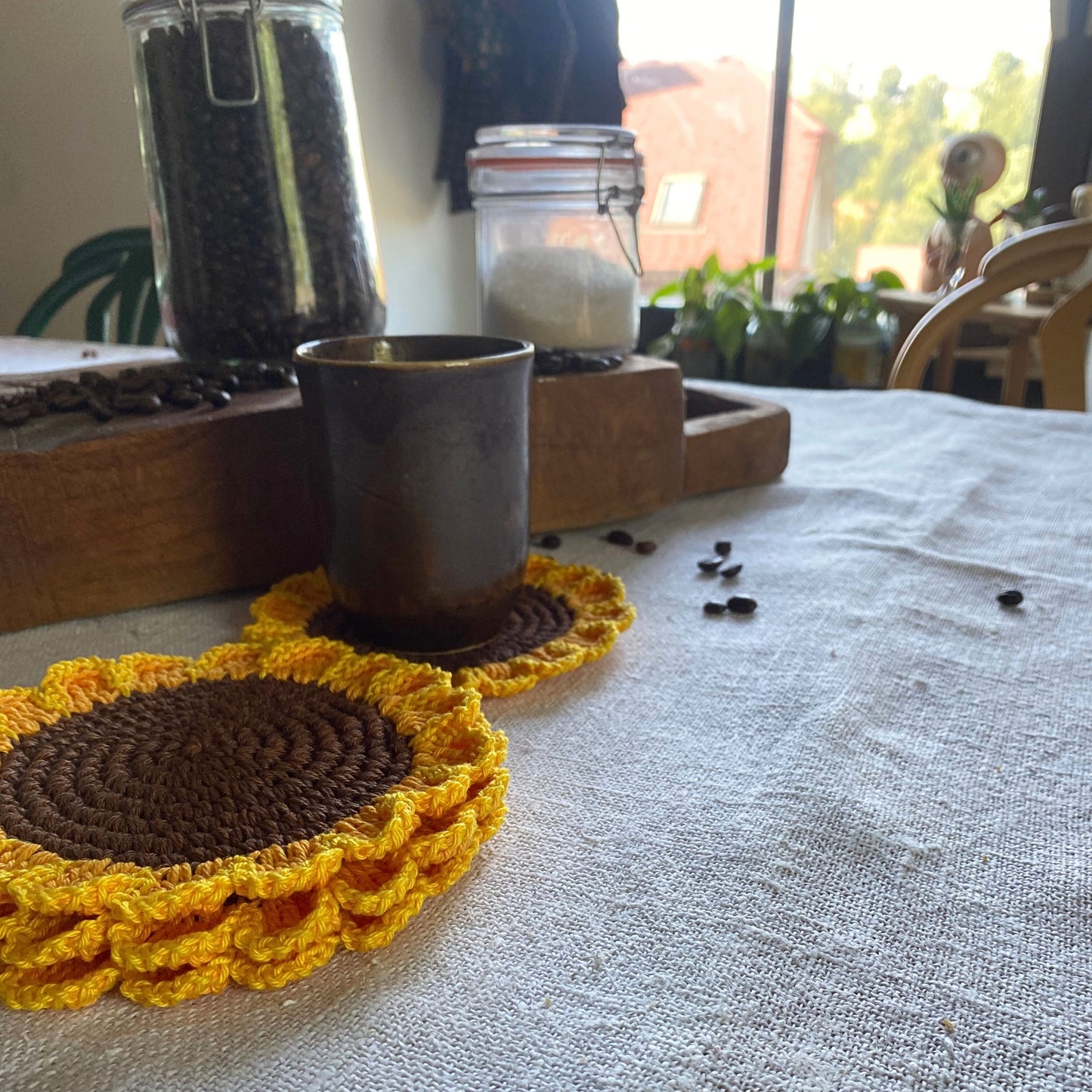 Crochet Sunflower Coasters - Set of 4