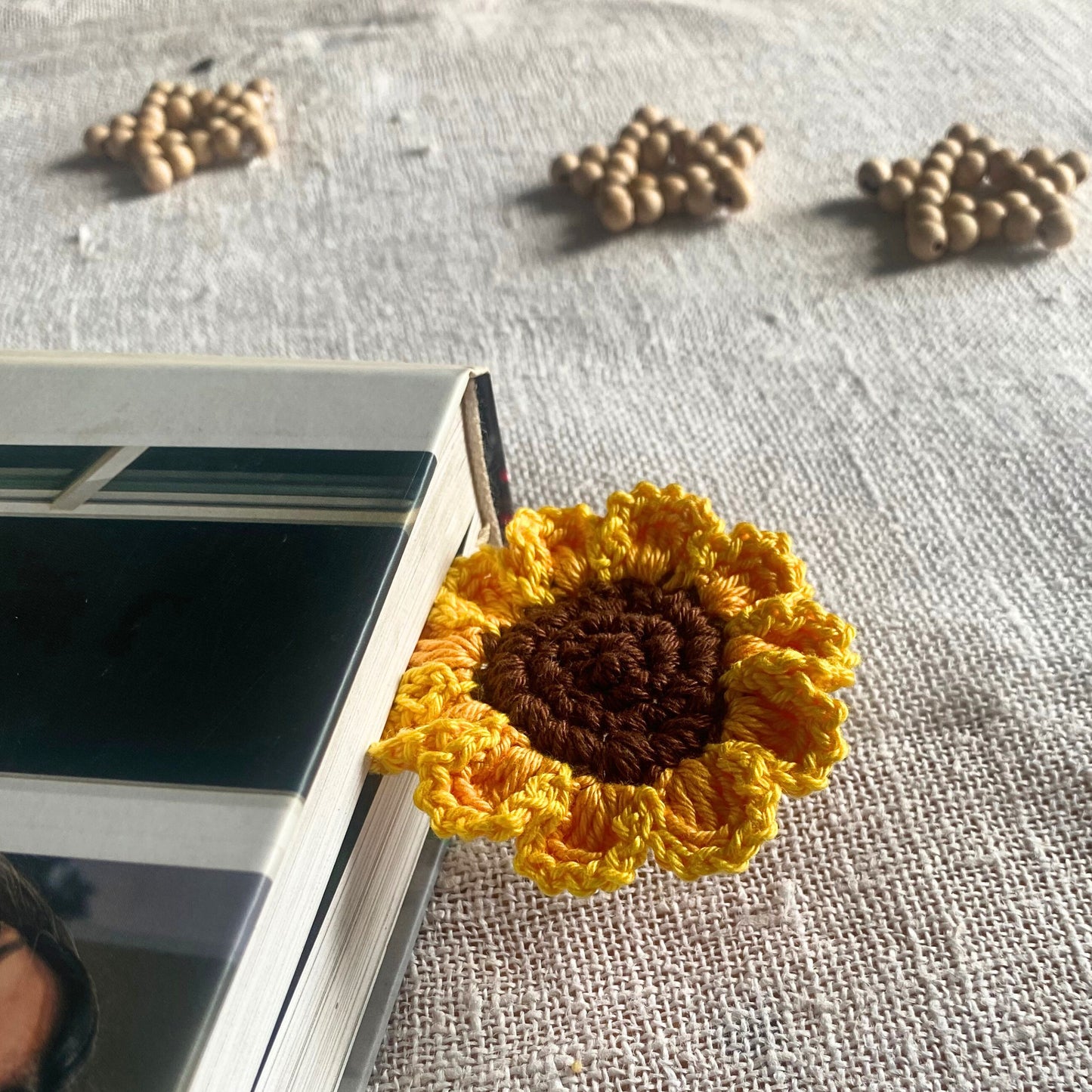 Sunflower Christmas Gift Box - Crochet Coaster and Bookmark - Christmas Ornament Star