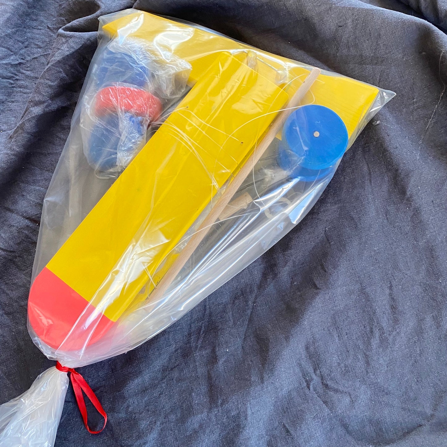 Flying Wooden Yellow Airplane - Children Room Decor - Nursery Mobile