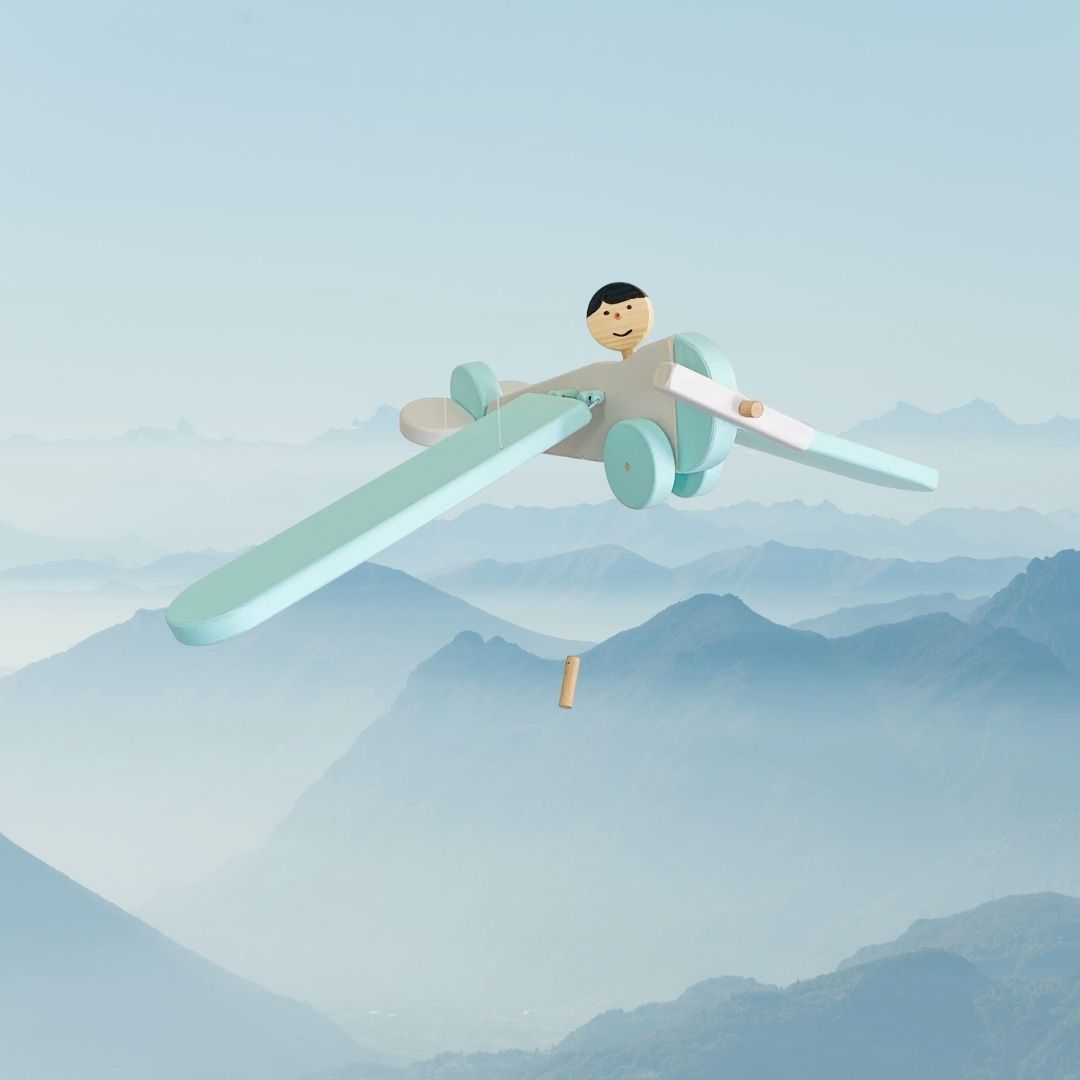 flying wooden airplane mobile