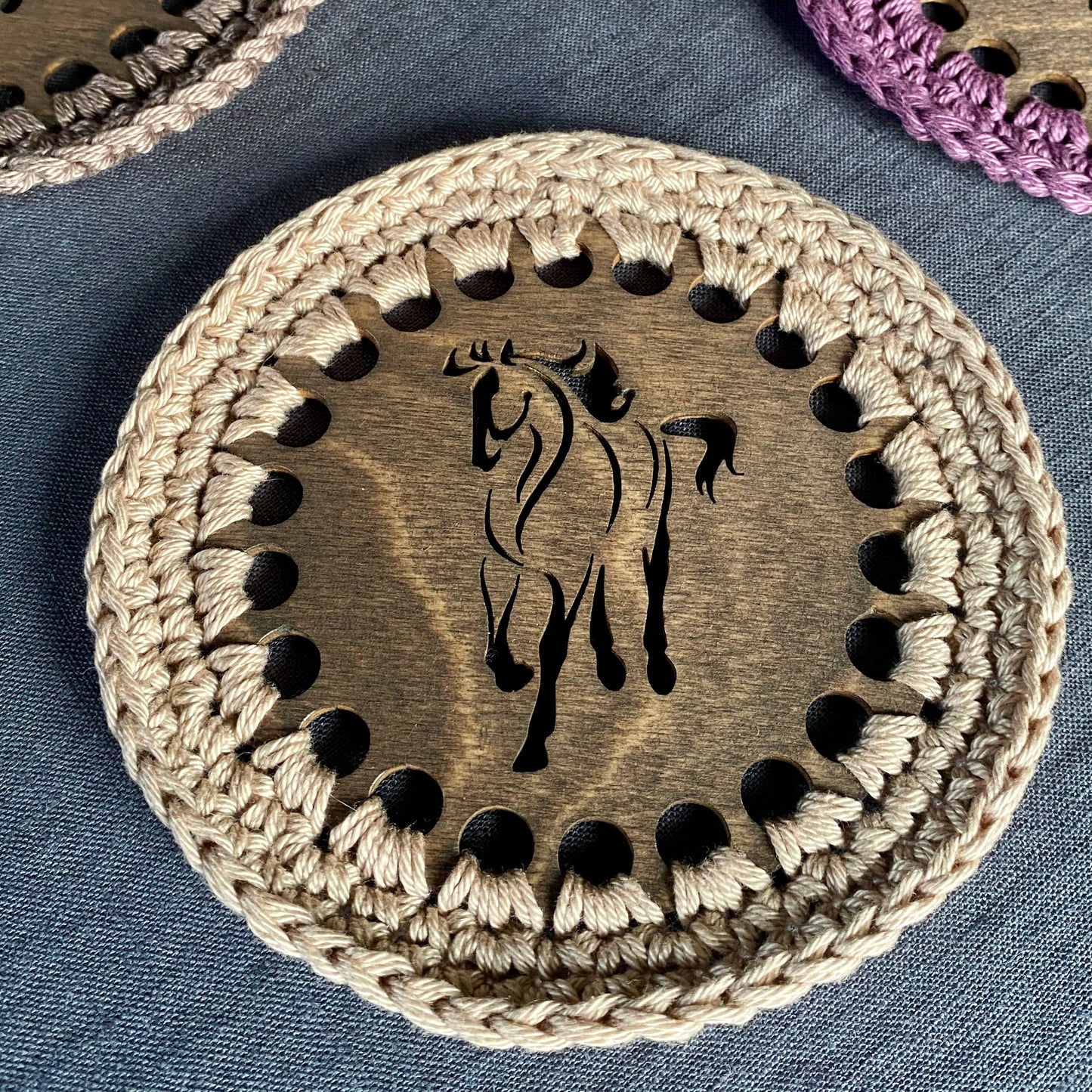 Horse Coasters with Crochet Edge