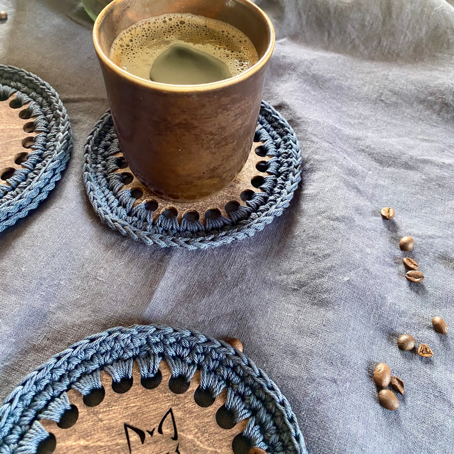 Coasters with Crochet Edge for Wolf Lovers