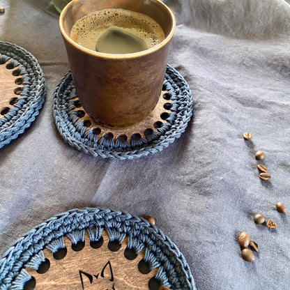 Coasters with Crochet Edge for Wolf Lovers