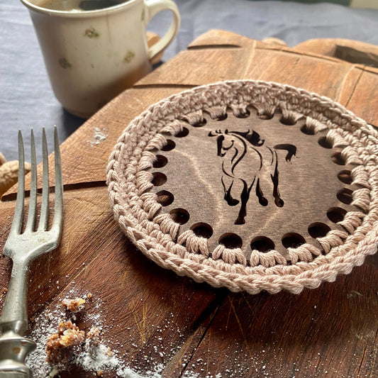 Horse Coasters with Crochet Edge