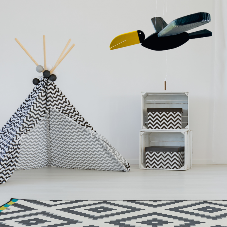 Wooden Flying Crow Mobile