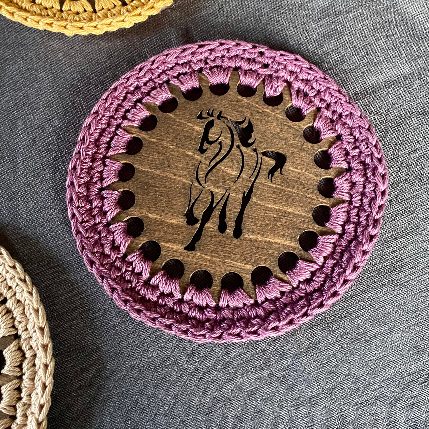 Horse Coasters with Crochet Edge