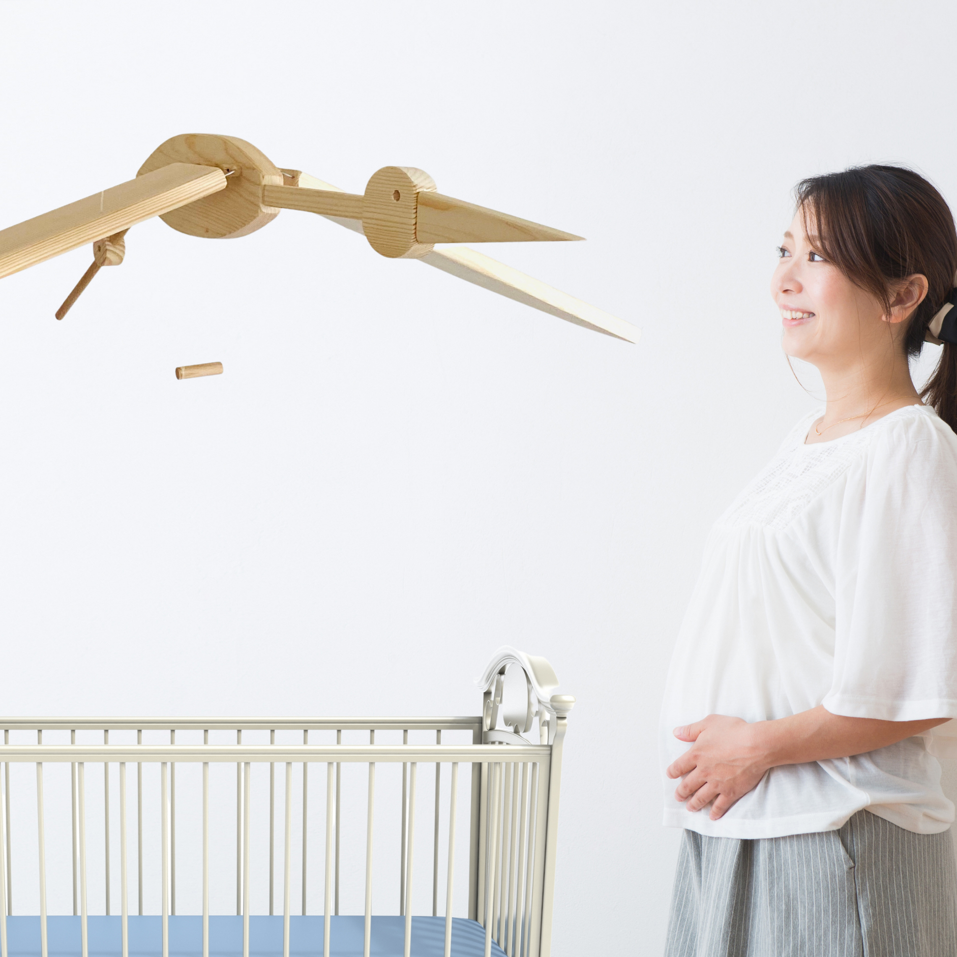 Natural Flying Stork Nursery Mobile