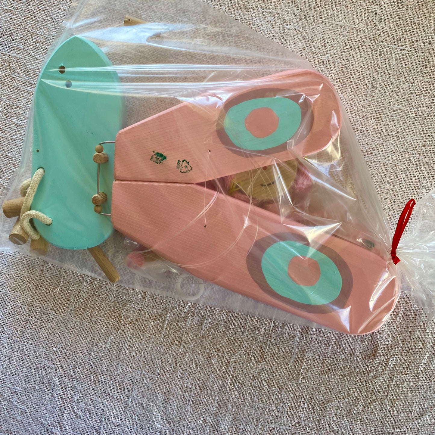 Wooden Pink and Turquoise  Butterfly Mobile - Baby Girl Nursery Decor