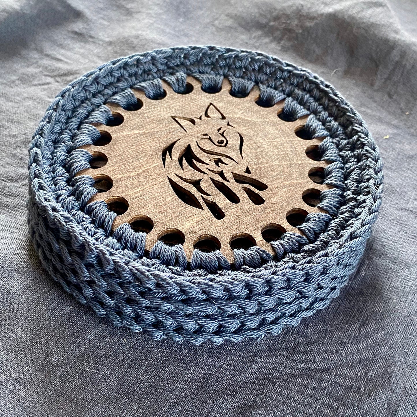Coasters with Crochet Edge for Wolf Lovers