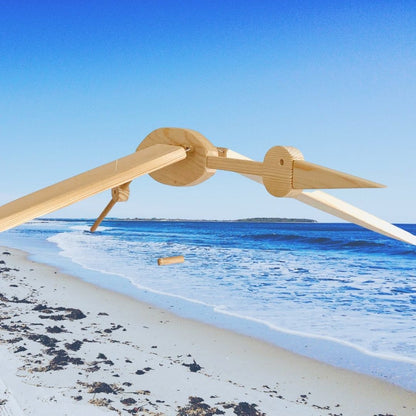 natural stork wooden mobile
