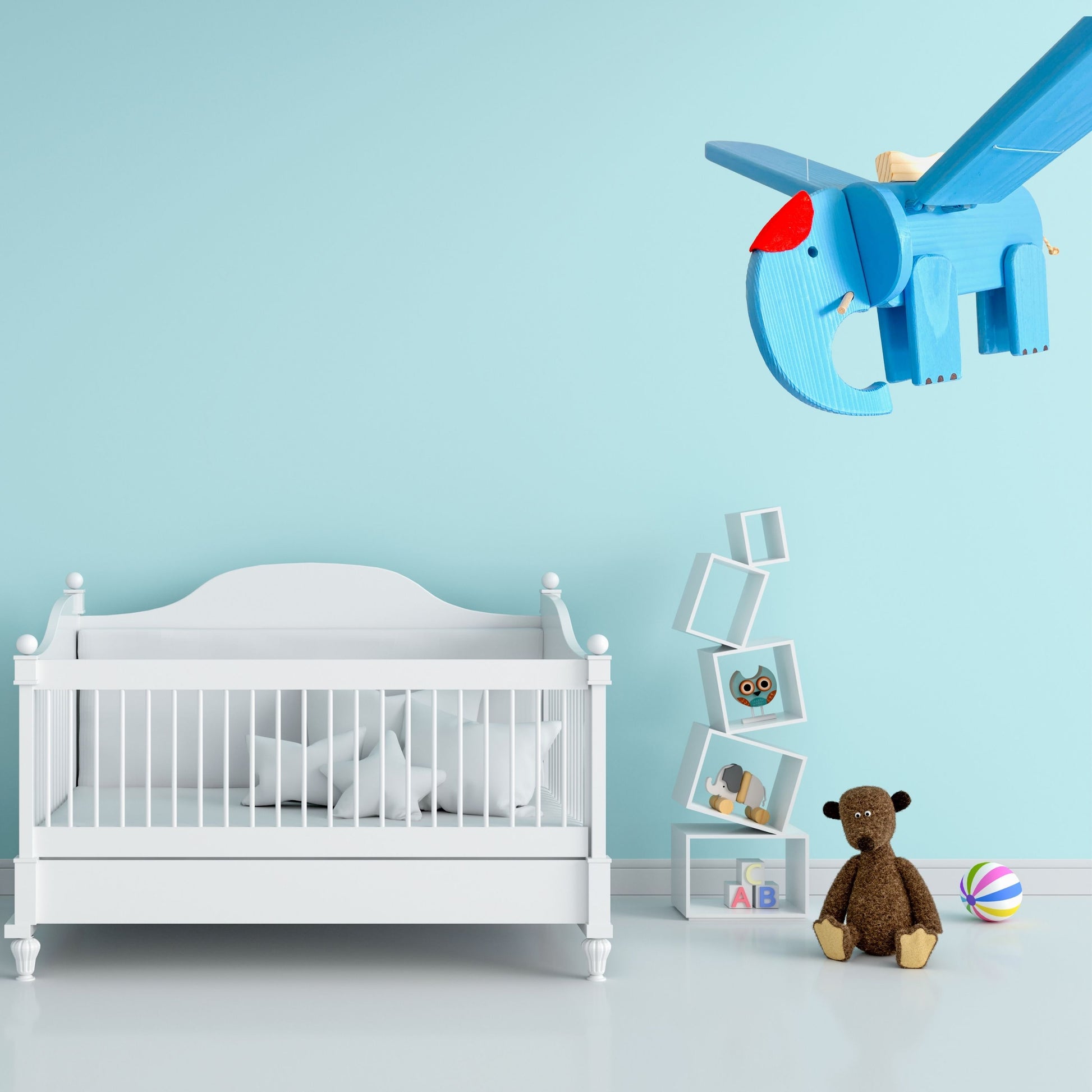 Flying Blue Elephant Nursery Mobile