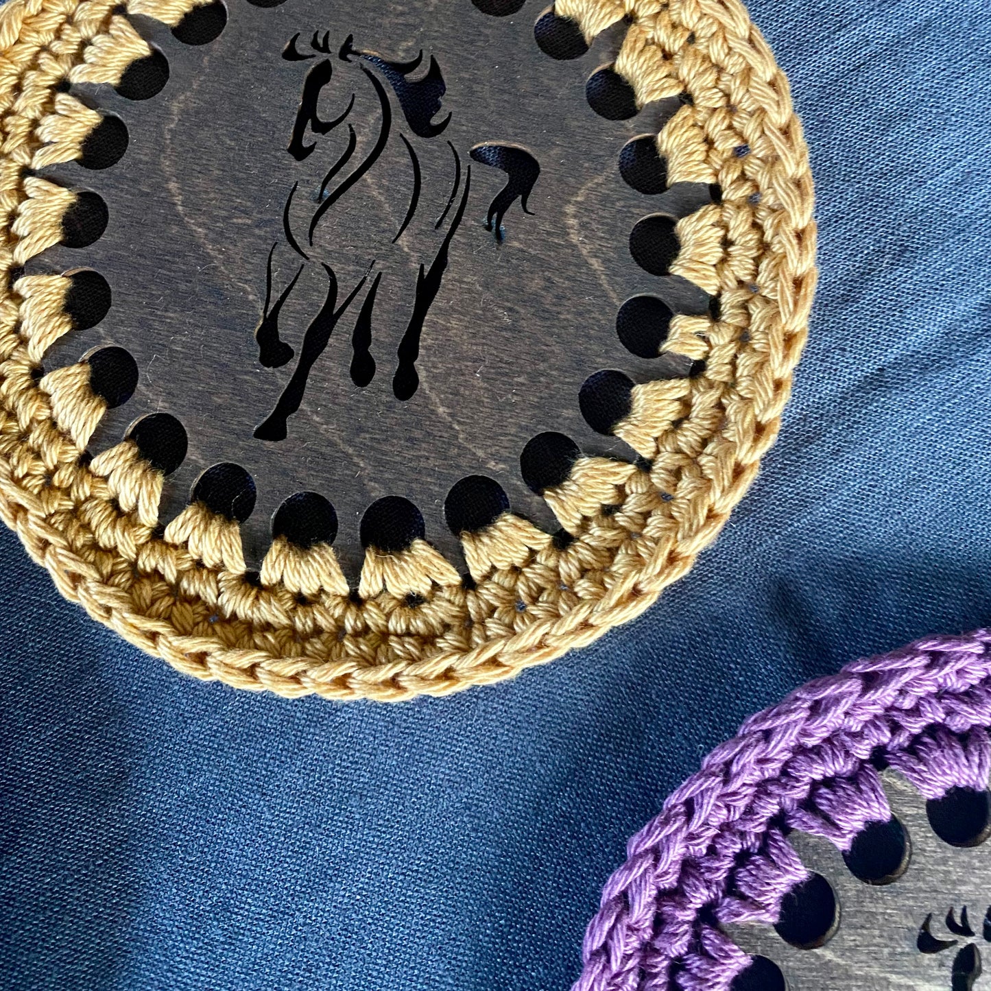 Horse Coasters with Crochet Edge